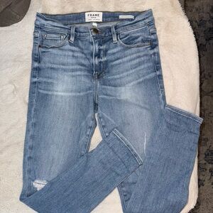 Frame Distressed skinny crop jeans, size 28